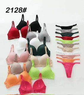 Collection of colorful bras and panties on a white background with '2128#' text.