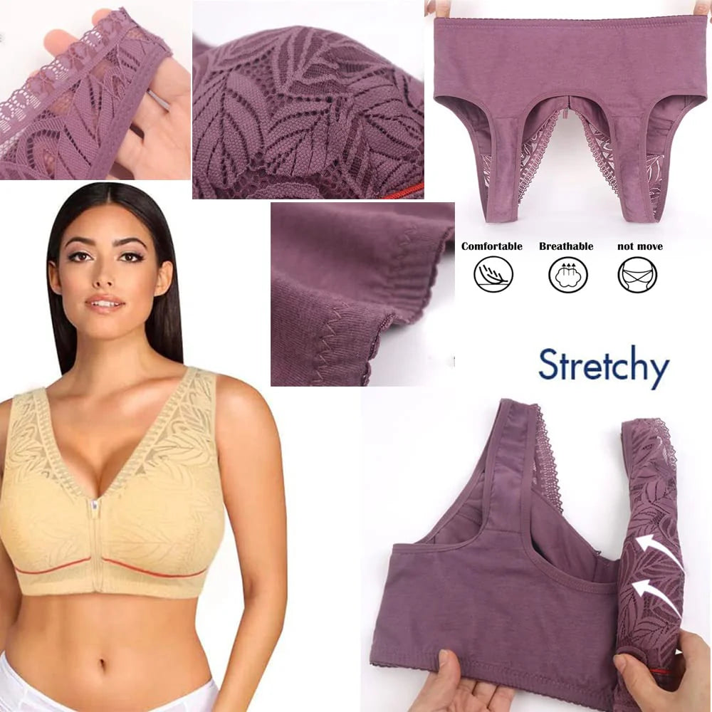 Intimate Plus Size Front Open Zip Bra Cover Back Fat Soft Padded Full Coverage Bra