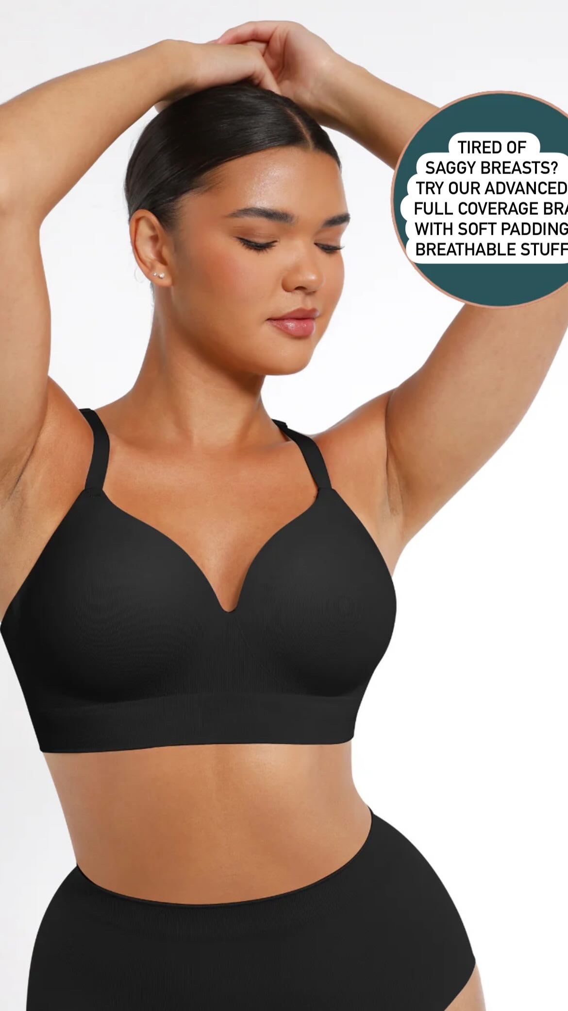 Intimate Memory Foam Bra Full Coverage Support for Saggy Chest and Posture Correction black