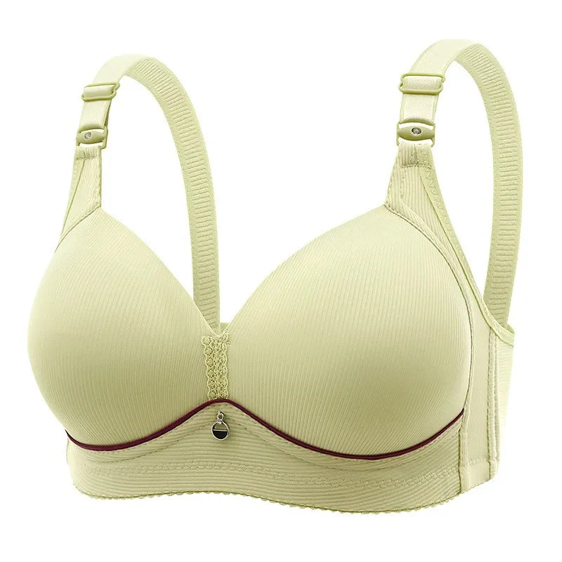 Full Coverage Bra Wide Straps Single Padded for Shape Enhancement Plus Size Bra yellow