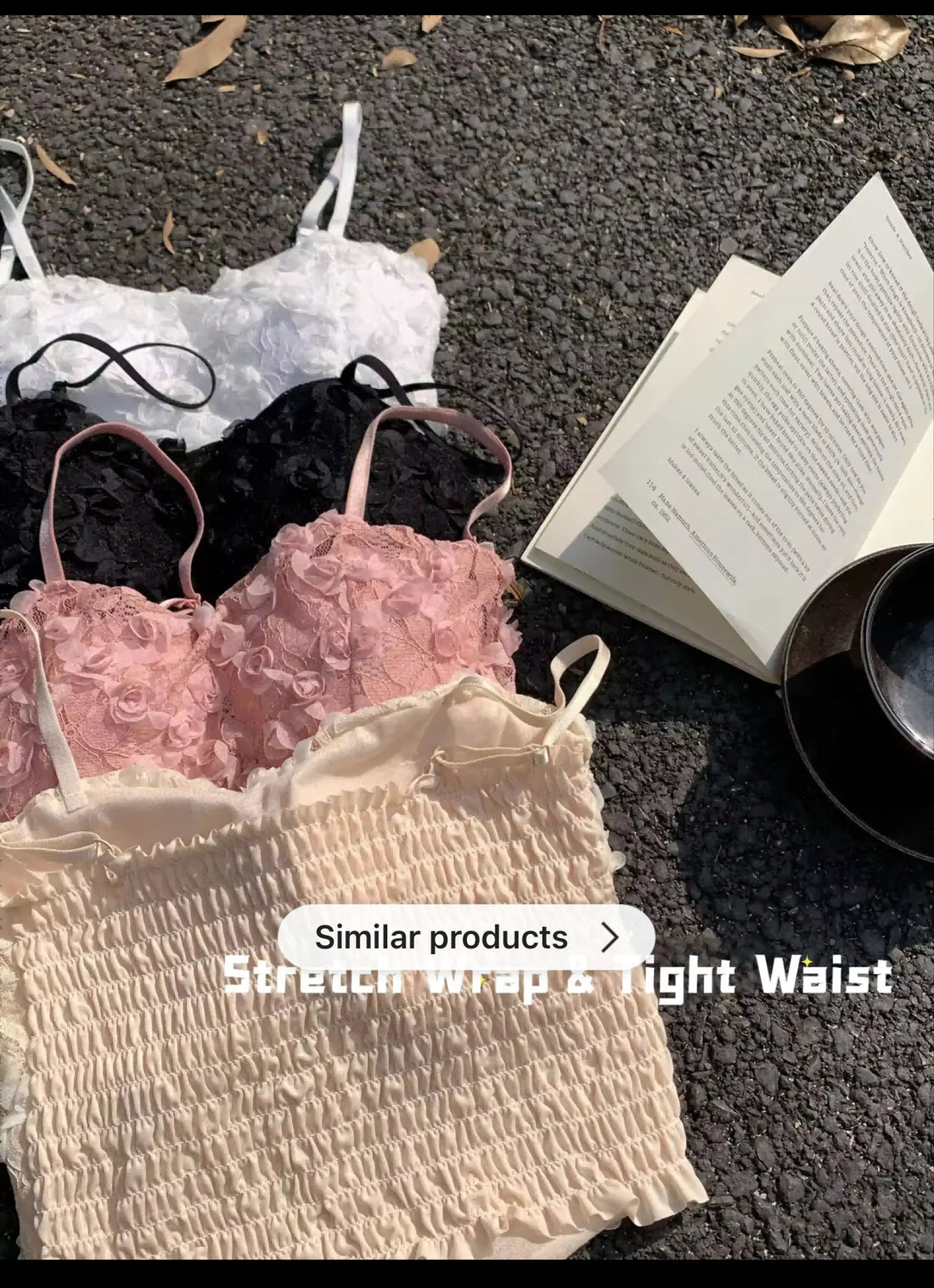 Tank Top Intimate Flower Mesh Crop Top Camisole Bralette