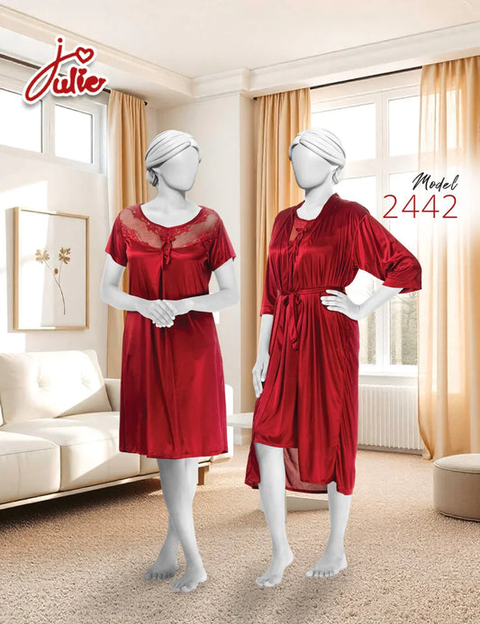 Intimate Lingerie Two Piece Nighty Soft Silk Lingerie with Gown