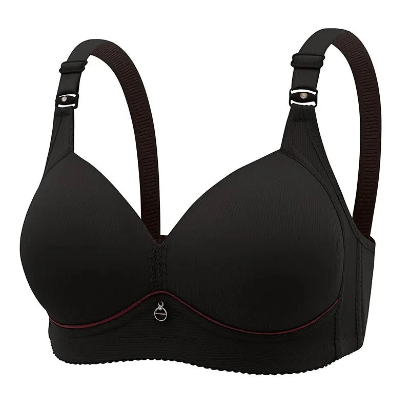 Full Coverage Bra Wide Straps Single Padded for Shape Enhancement Plus Size Bra black