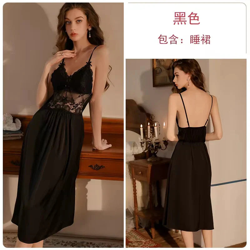 Shien Lingerie Lace Nighty Intimate Mesh with Sleek Gown