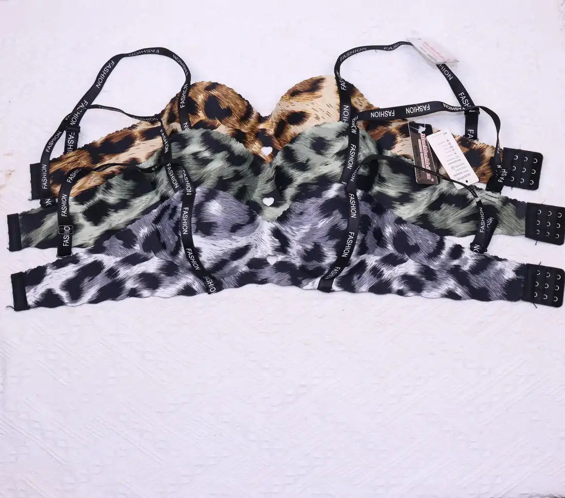 Intimate T-Shirt Bra Leopard Demi Cup Trendy Straps Fashion Wireless Bra