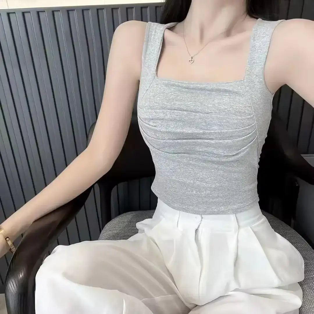 Tank Top Padded Cotton Camisole Bralette Bra