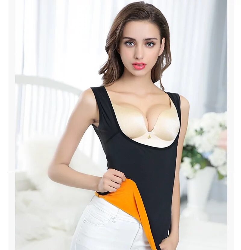 Deep Neck Thermal Warmer Top for Women