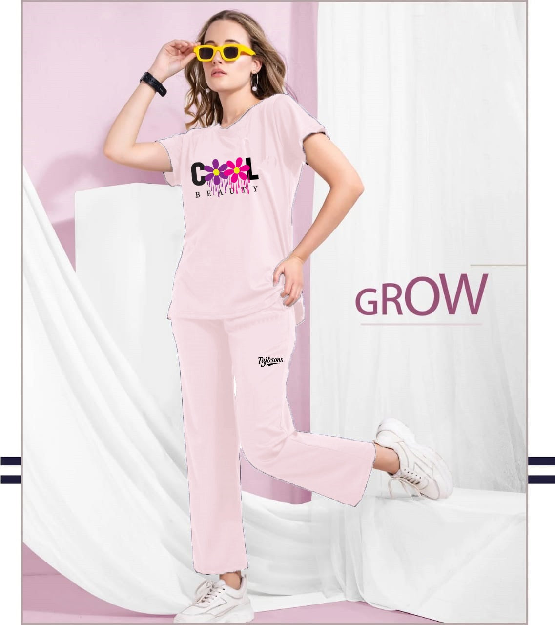 Women Night Suit Summer Cotton Pajama Shirt Soft Pink