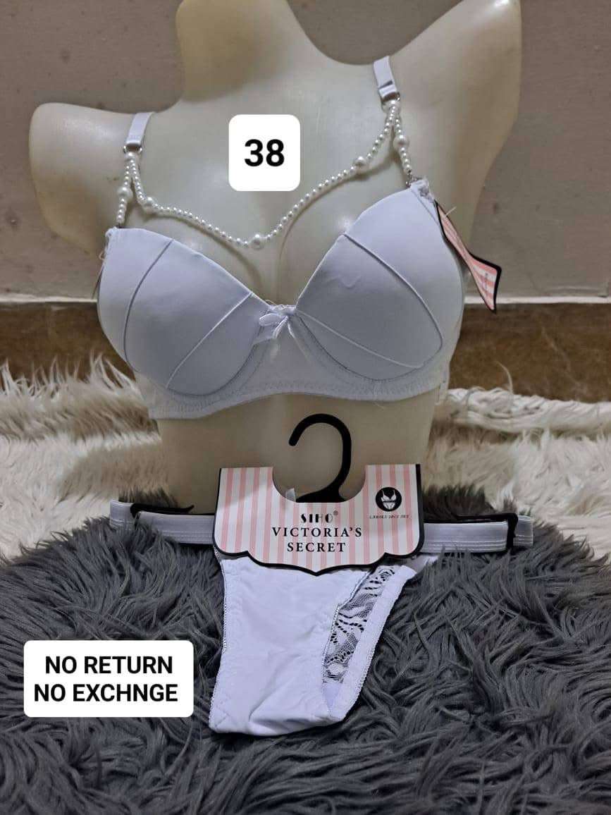 Intimate Victoria Secret Pearl Lingerie Set Bra with Thong Panty