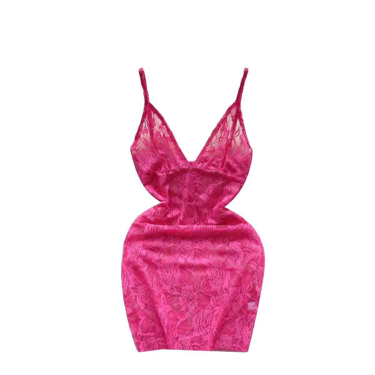 Pink lace dress on a white background