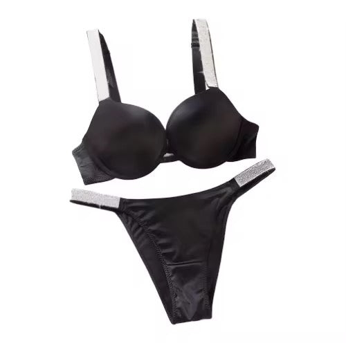 Intimate T-Shirt Bra Underwear Set Shimmery Straps black