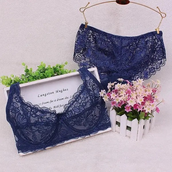 See Through Net Non Padded Bra Panty Set Basic