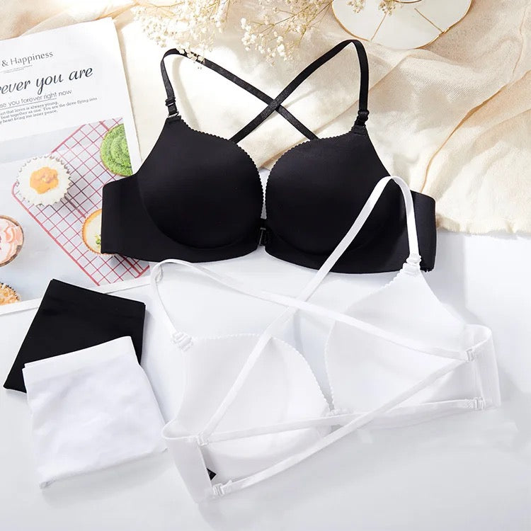 Cross Back Front Open Bra