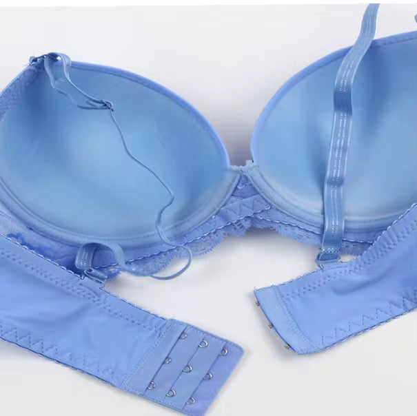 Blue bra on a white background