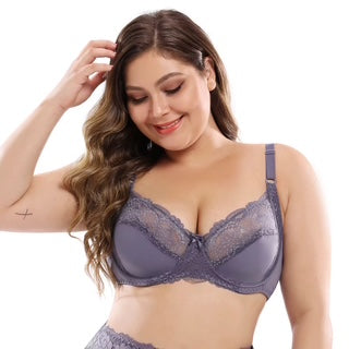 Plus Size Intimate Lace Push-Up Bra – D Cup Full Coverage Support purple