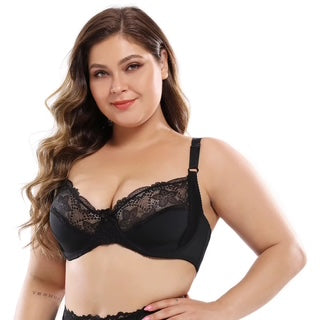 Plus Size Intimate Lace Push-Up Bra – D Cup Full Coverage Support black