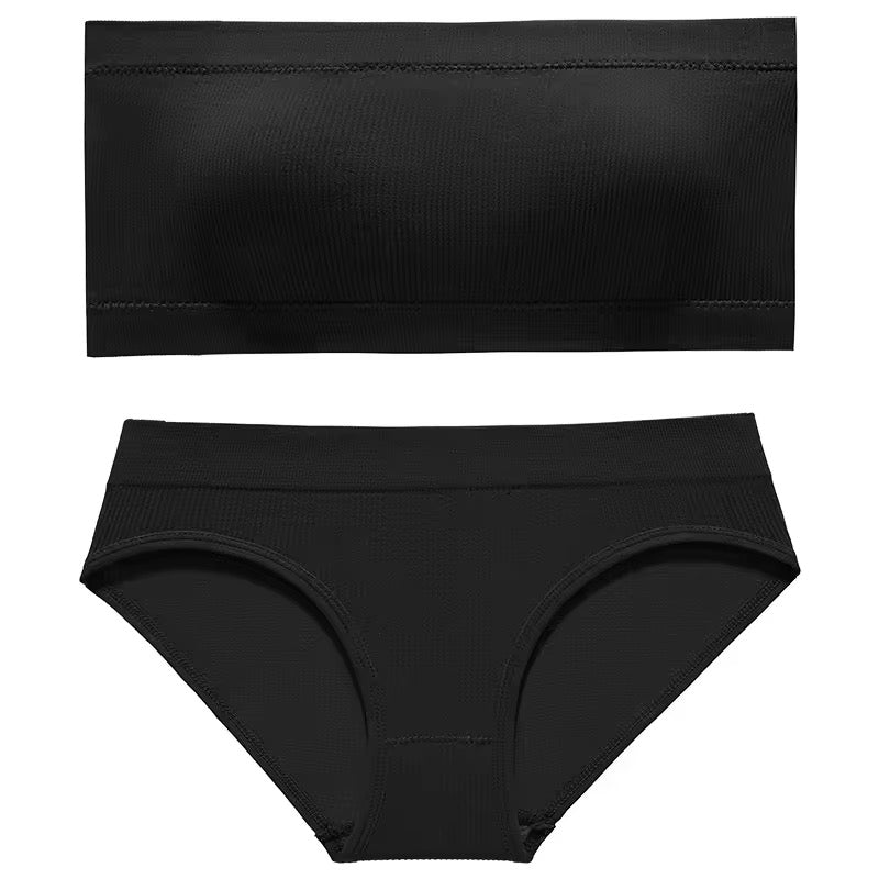 Black underwear set on a white background