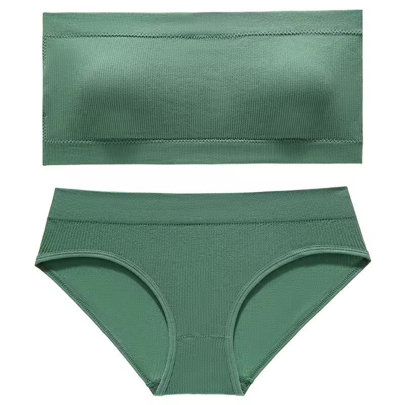 Green women's underwear set on a white background