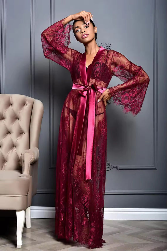 Sheer Lace Lingerie Robe