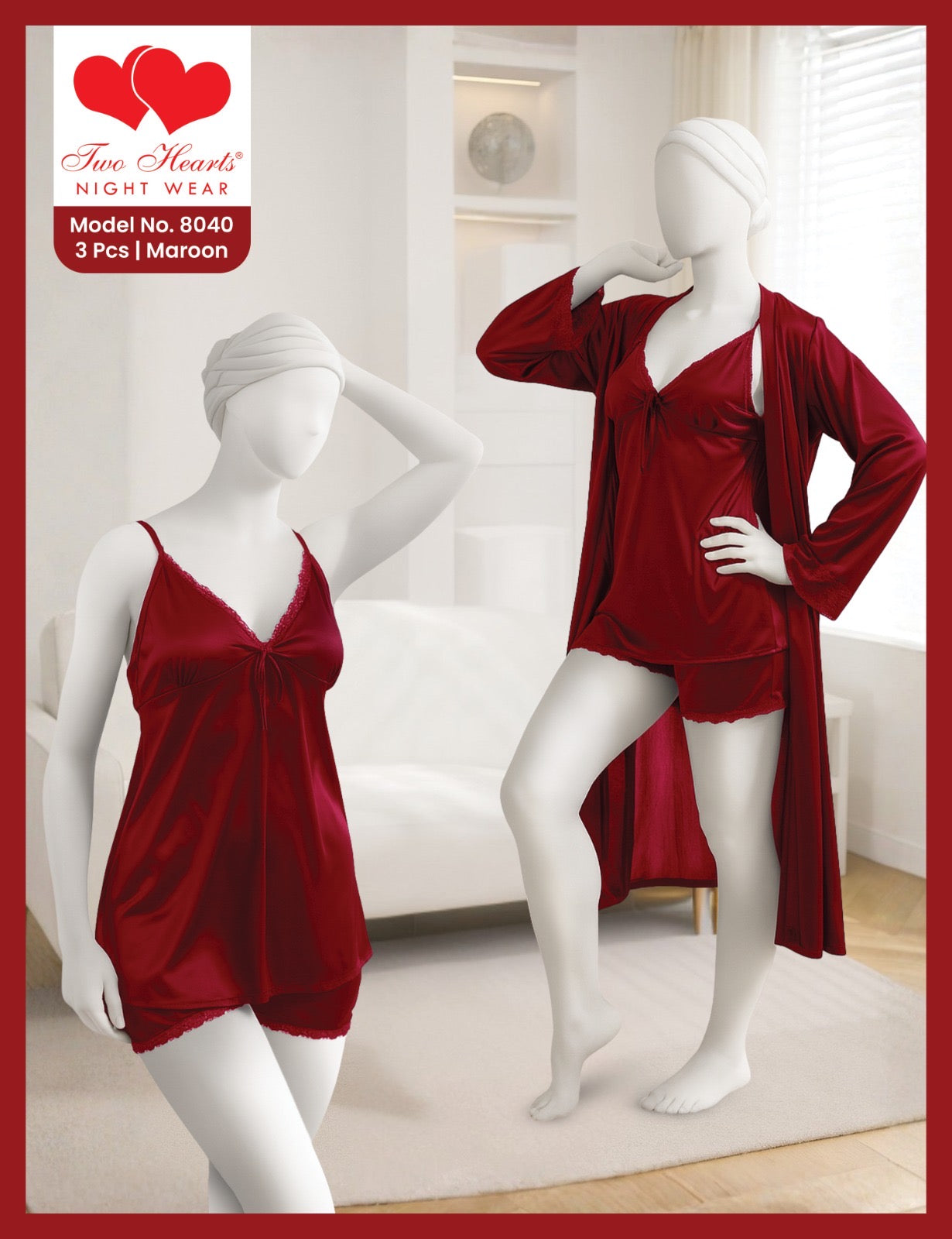 Intimate Silk Elite: The Premium 3-Pc Lingerie Nighty