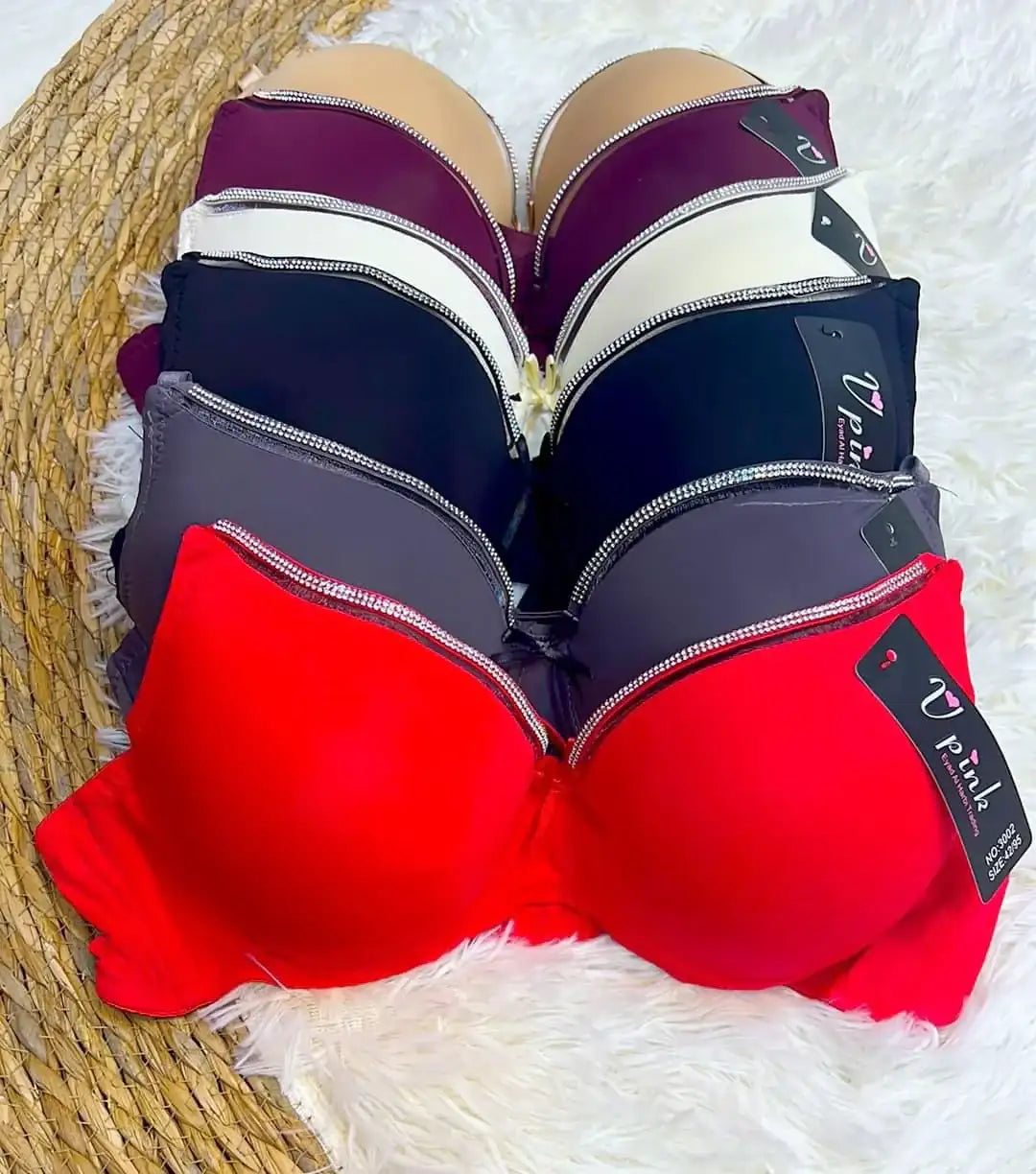 Intimate Double Padded T-Shirt Pushup Bra with Silver Diamond Lining