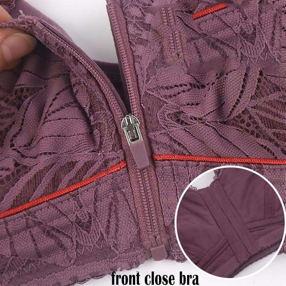 Intimate Plus Size Front Open Zip Bra Cover Back Fat Soft Padded Full Coverage Bra