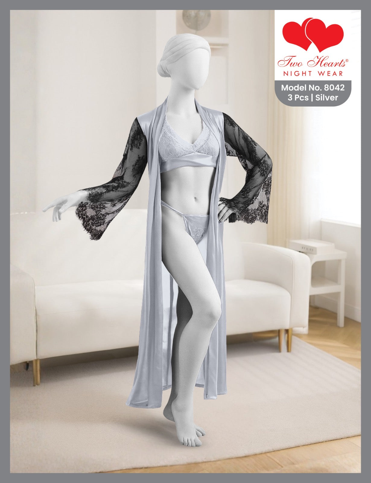  Intimate Sheer Allure: See-Through Gown & Mesh Sleeve Bikini Set