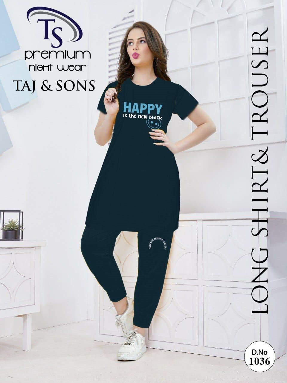 Intimate Cotton PJ Dress with Long Shirt Casual Loungewear blue