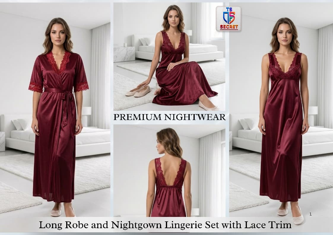 Intimate Silk Nighty Set | Long Nightgown & Robe Lingerie