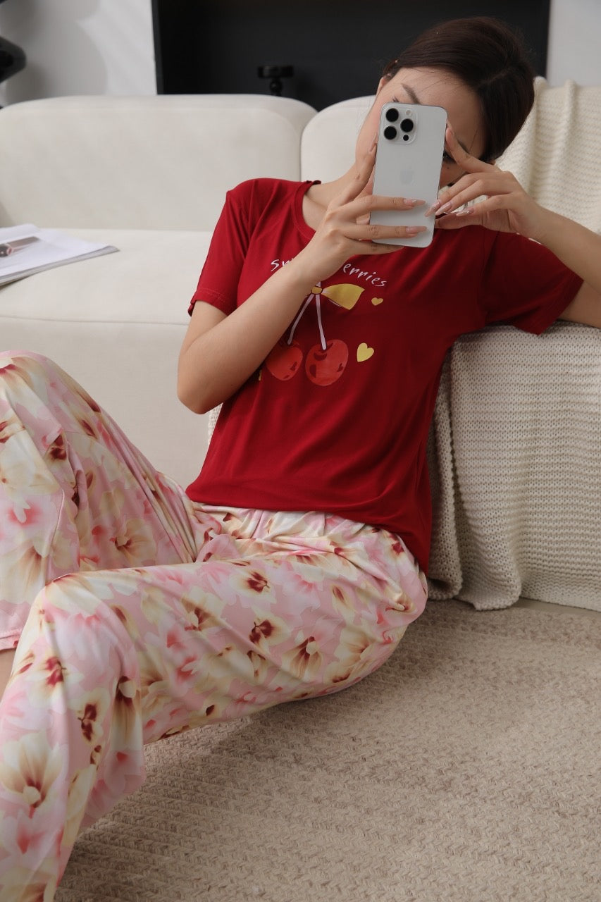 Intimate Cotton PJ Sleep Night Dress Casual Fit Floral Trouser