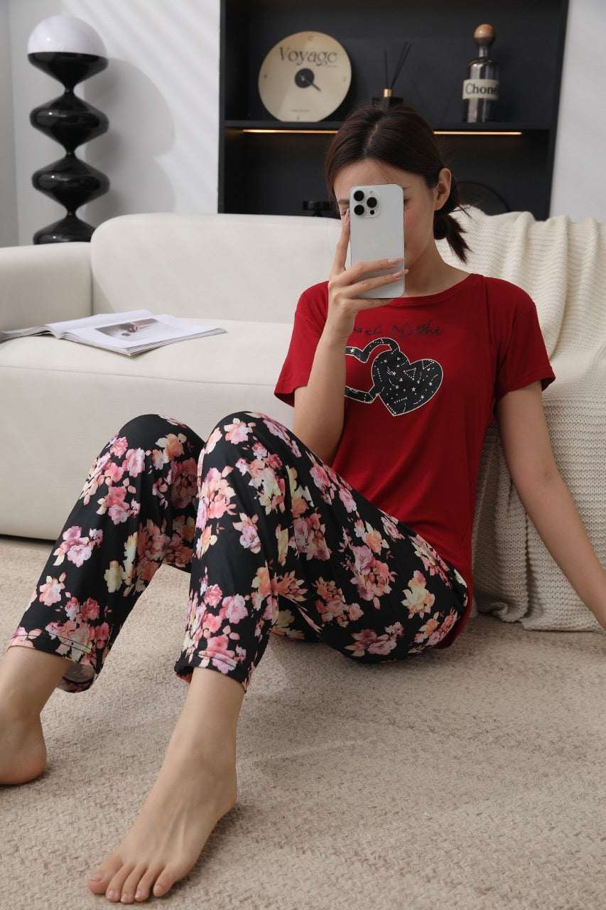 Intimate Cotton PJ Sleep Night Dress Casual Fit Floral Trouser