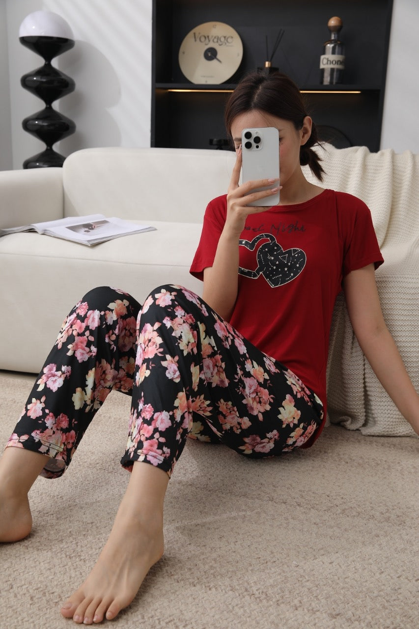 Intimate Cotton PJ Sleep Night Dress Casual Fit Floral Trouser