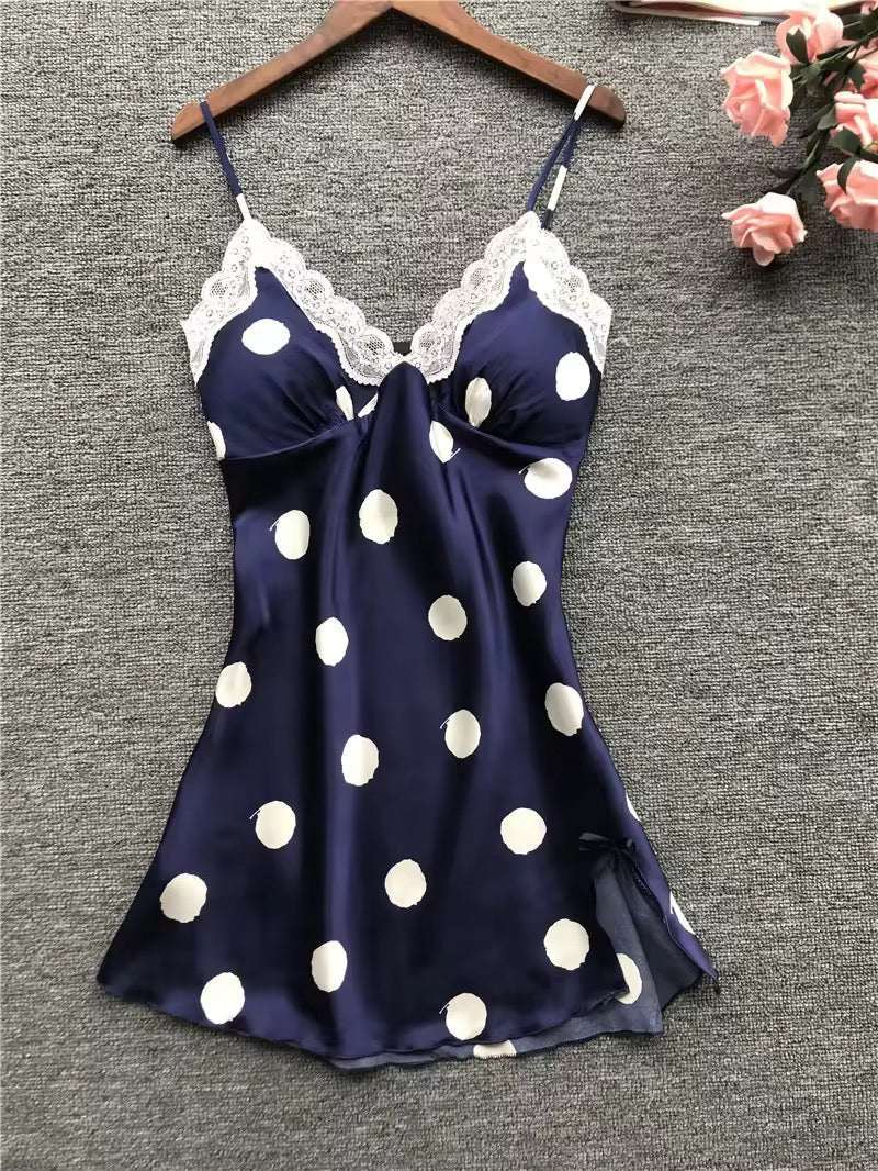 Polka Dot Silk Satin Intimate Lingerie Body Suit