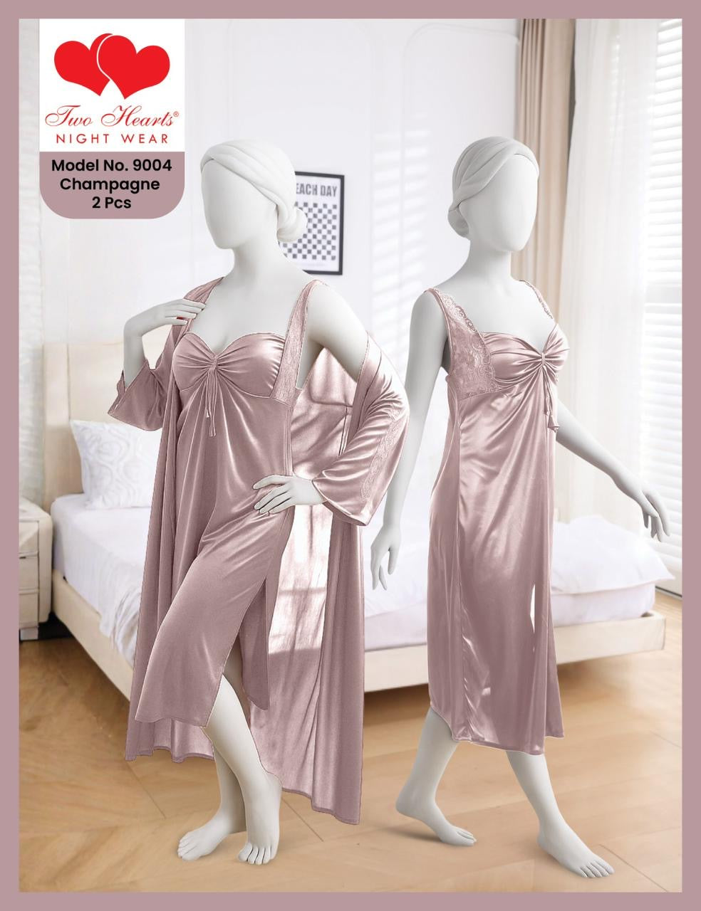 Intimate Silk Lingerie Robe with Inner peach