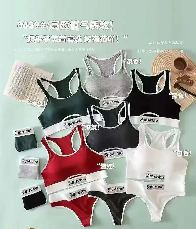 Intimate Sports Bra Underwear Set Sweat Absorbent Gym Workout Lingerie