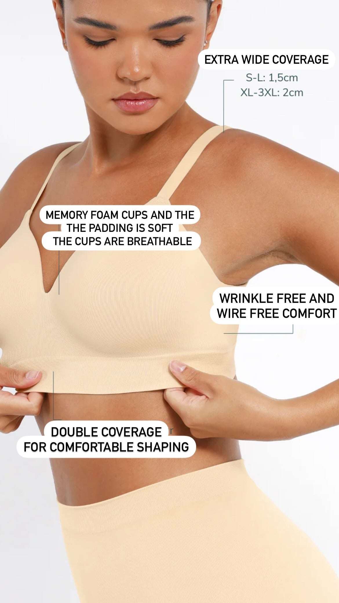 Intimate Memory Foam Bra Full Coverage Support for Saggy Chest and Posture Correction