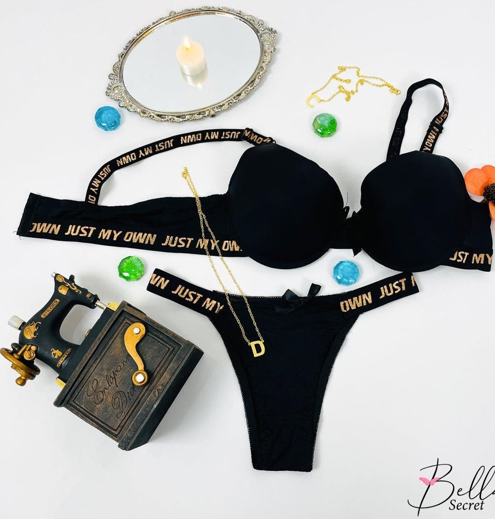 Wired T-Shirt Bra Set Letter Straps