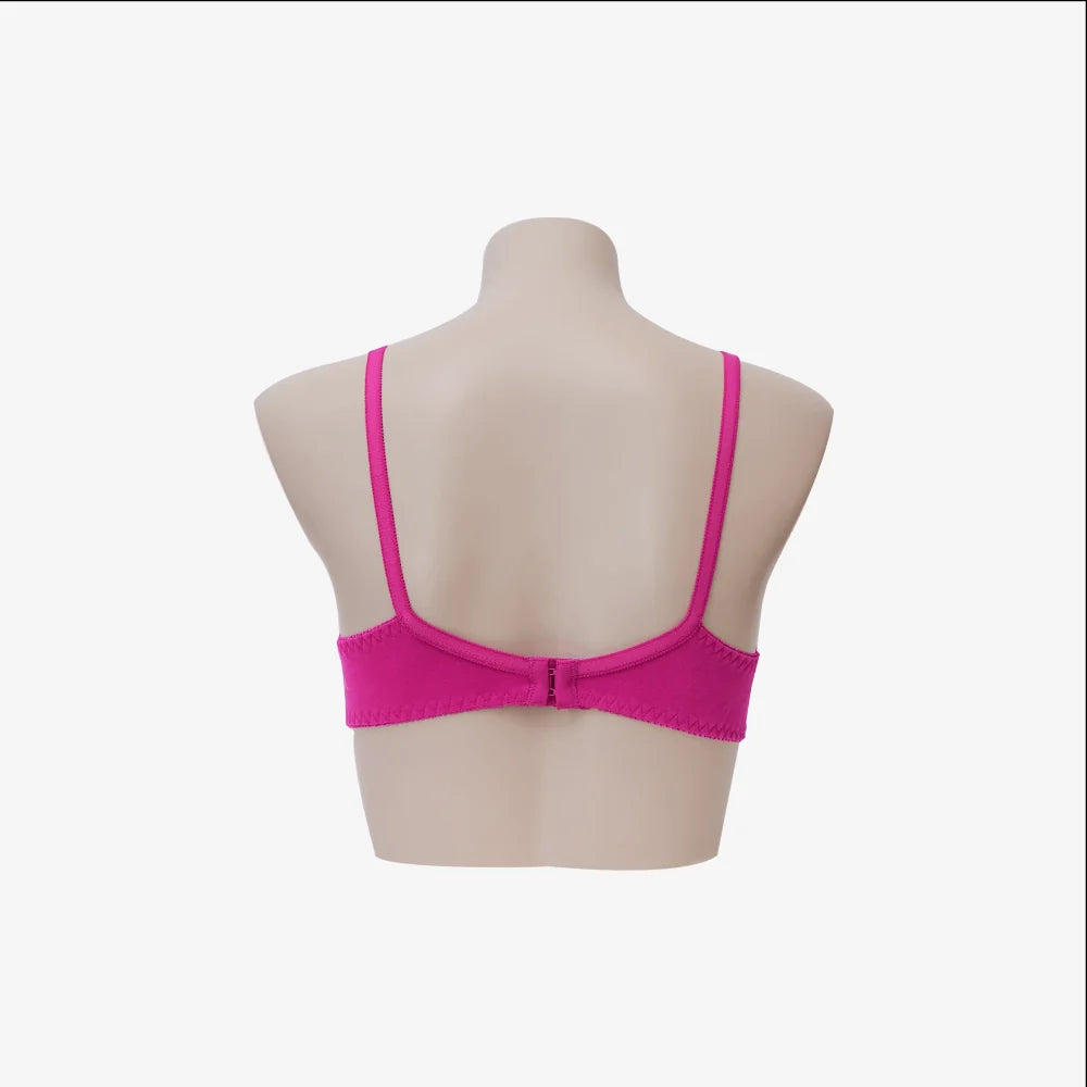 Pink bra on a mannequin against a white background