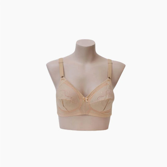 Beige bra on a mannequin against a white background