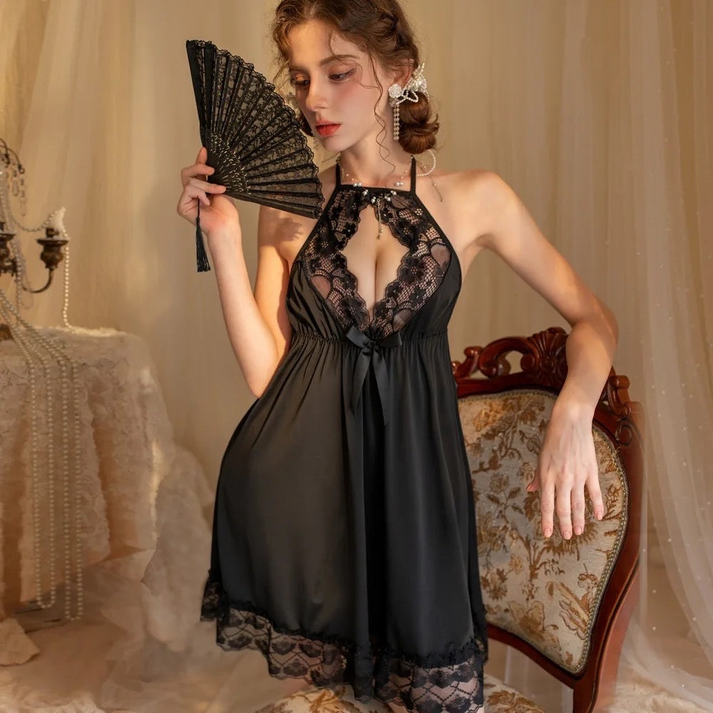 Basic Lingerie Hollow Elegant Mesh Nighty