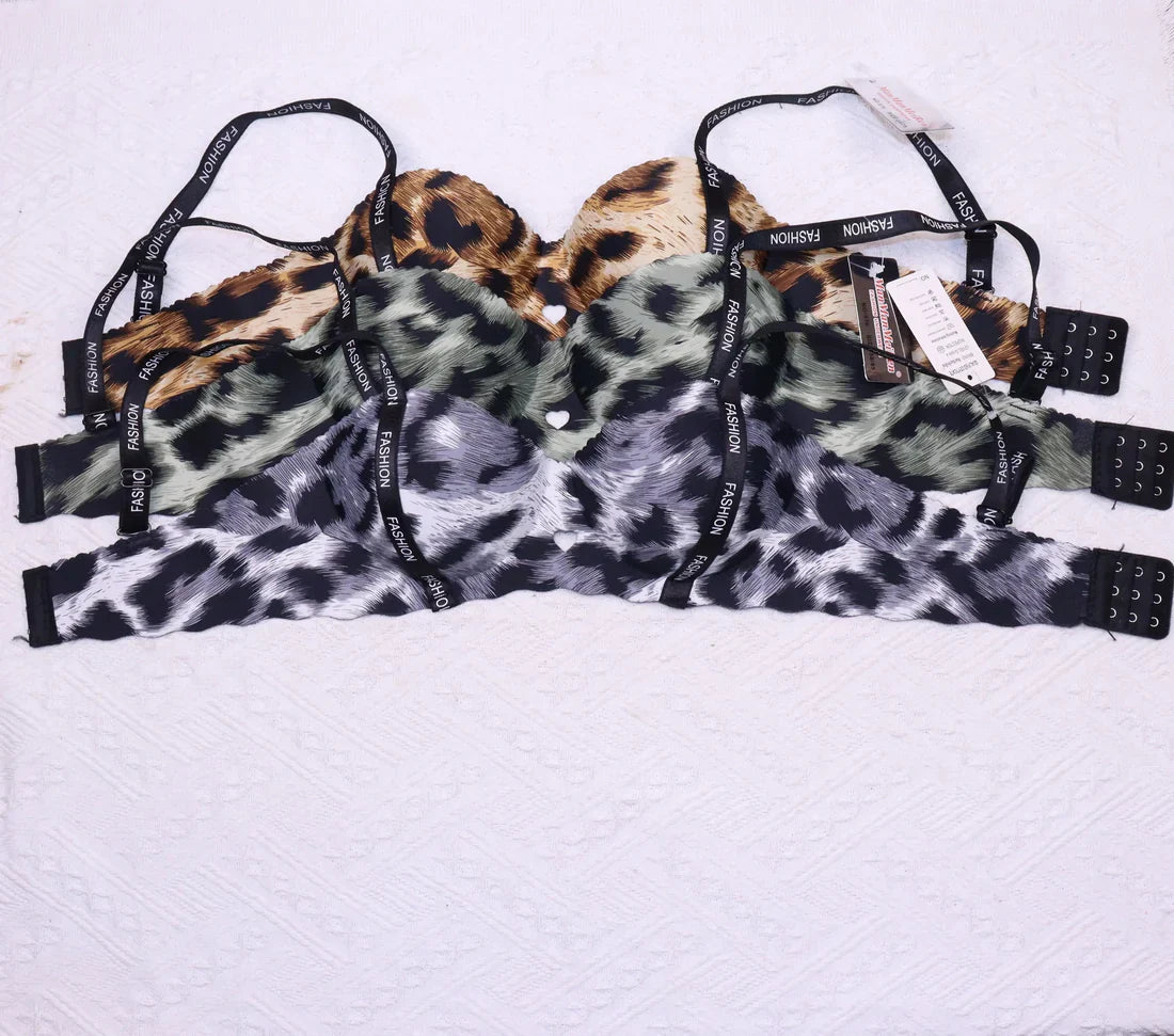 Intimate T-Shirt Bra Leopard Demi Cup Trendy Straps Fashion Wireless Bra