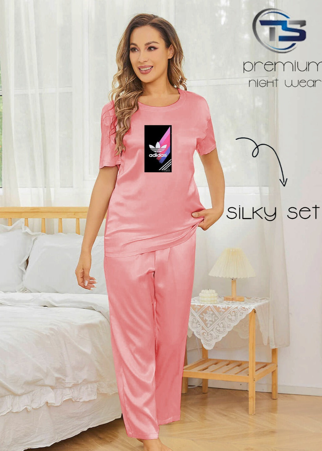 Adidas Night Suit for Women Daily Wear Pajama Shirt Intimate Lingerie