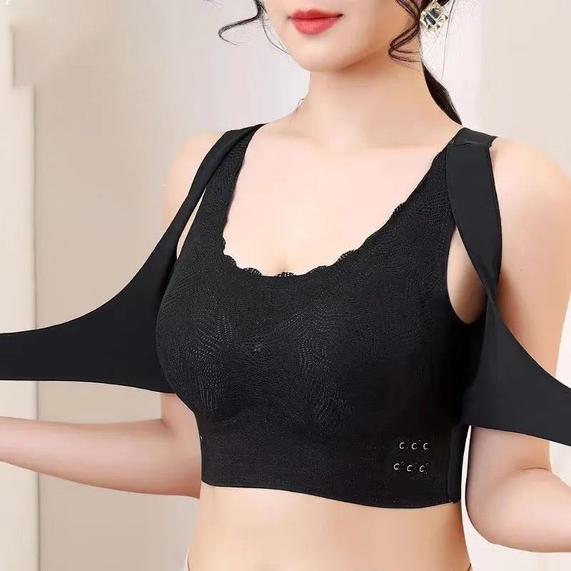 front open double hooks bra for saggy chest