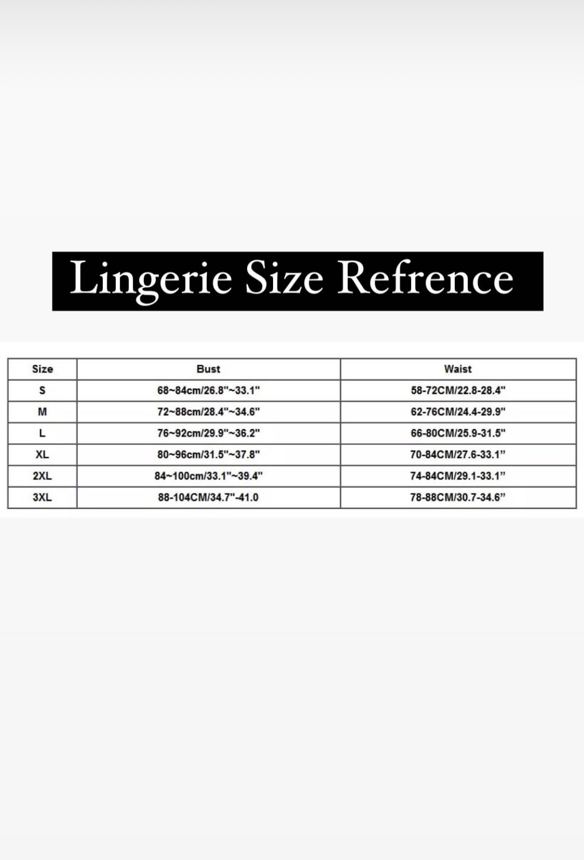 Lingerie Size Guide Intimate Lingerie