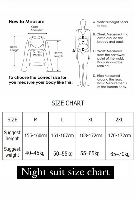 Night Dress Size Guide