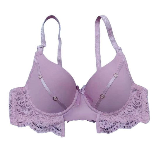 Intimate Lace Lift Bra – Push-Up Underwire with Satin Strap Detail