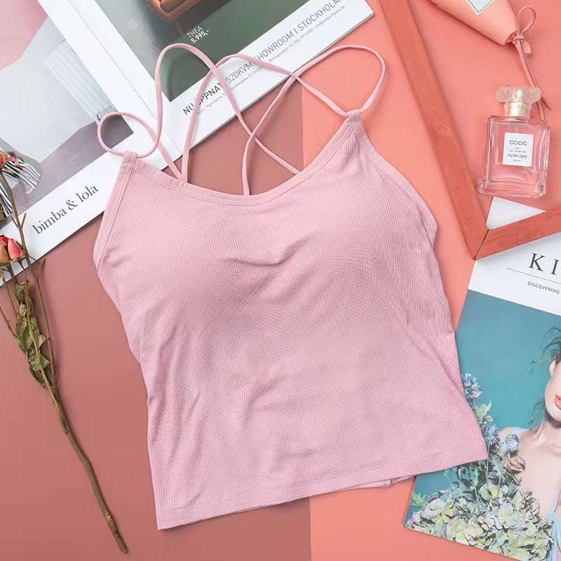 Intimate Strappy Back Camisole Crop Top – Padded Tank for Women