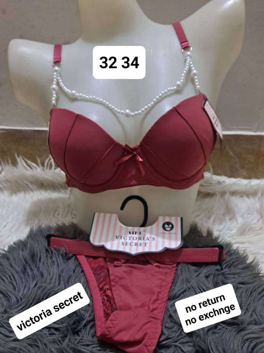 Intimate Victoria Secret Pearl Lingerie Set Bra with Thong Panty