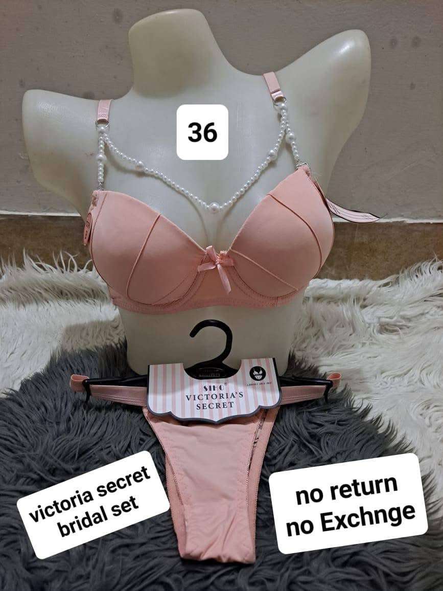 Intimate Victoria Secret Pearl Lingerie Set Bra with Thong Panty