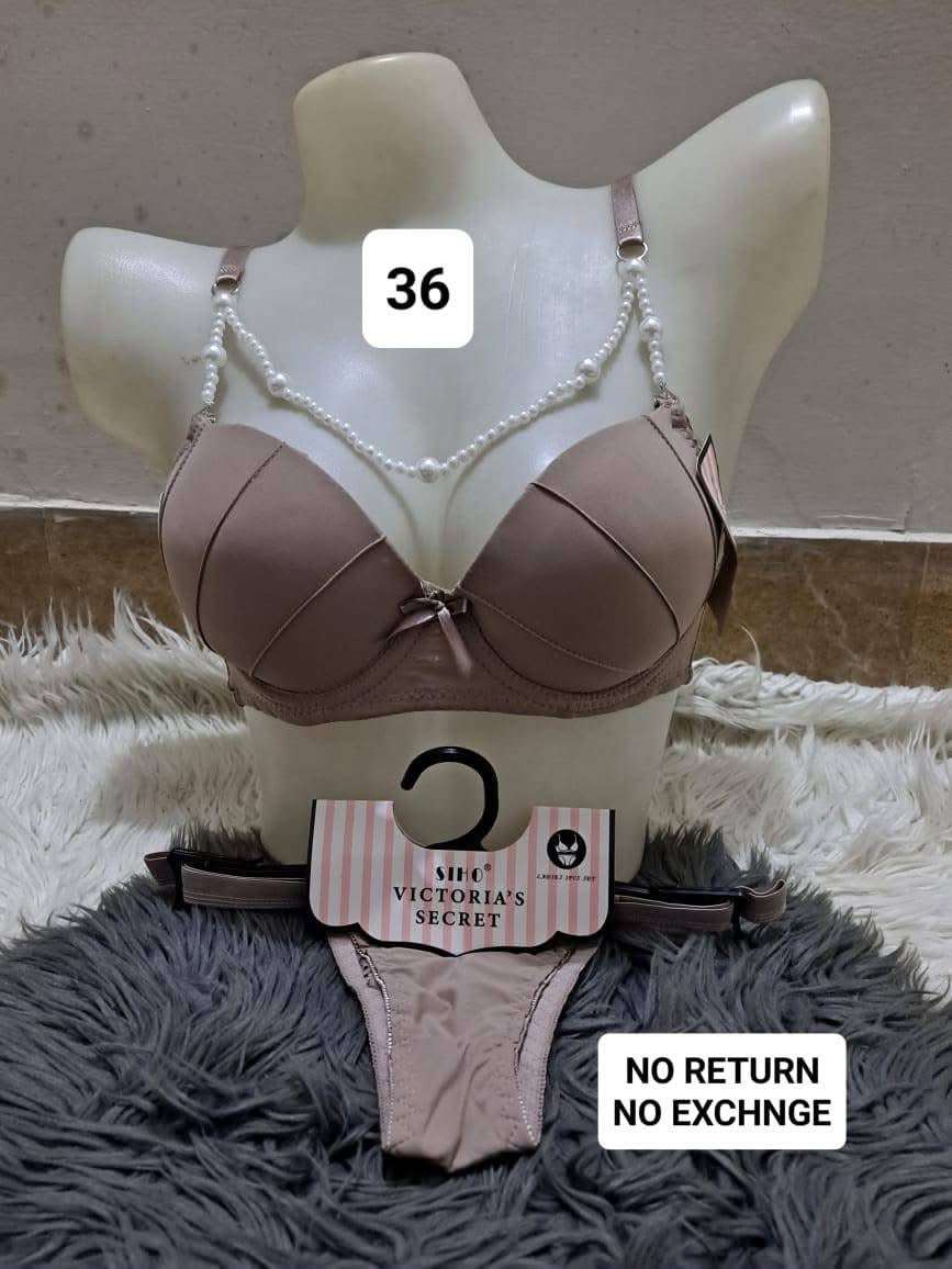 Intimate Victoria Secret Pearl Lingerie Set Bra with Thong Panty
